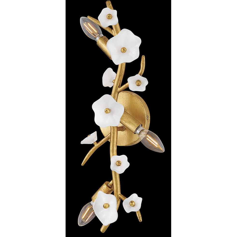 Azalea 3 Light 8 inch Distressed Brass Sconce Wall Light