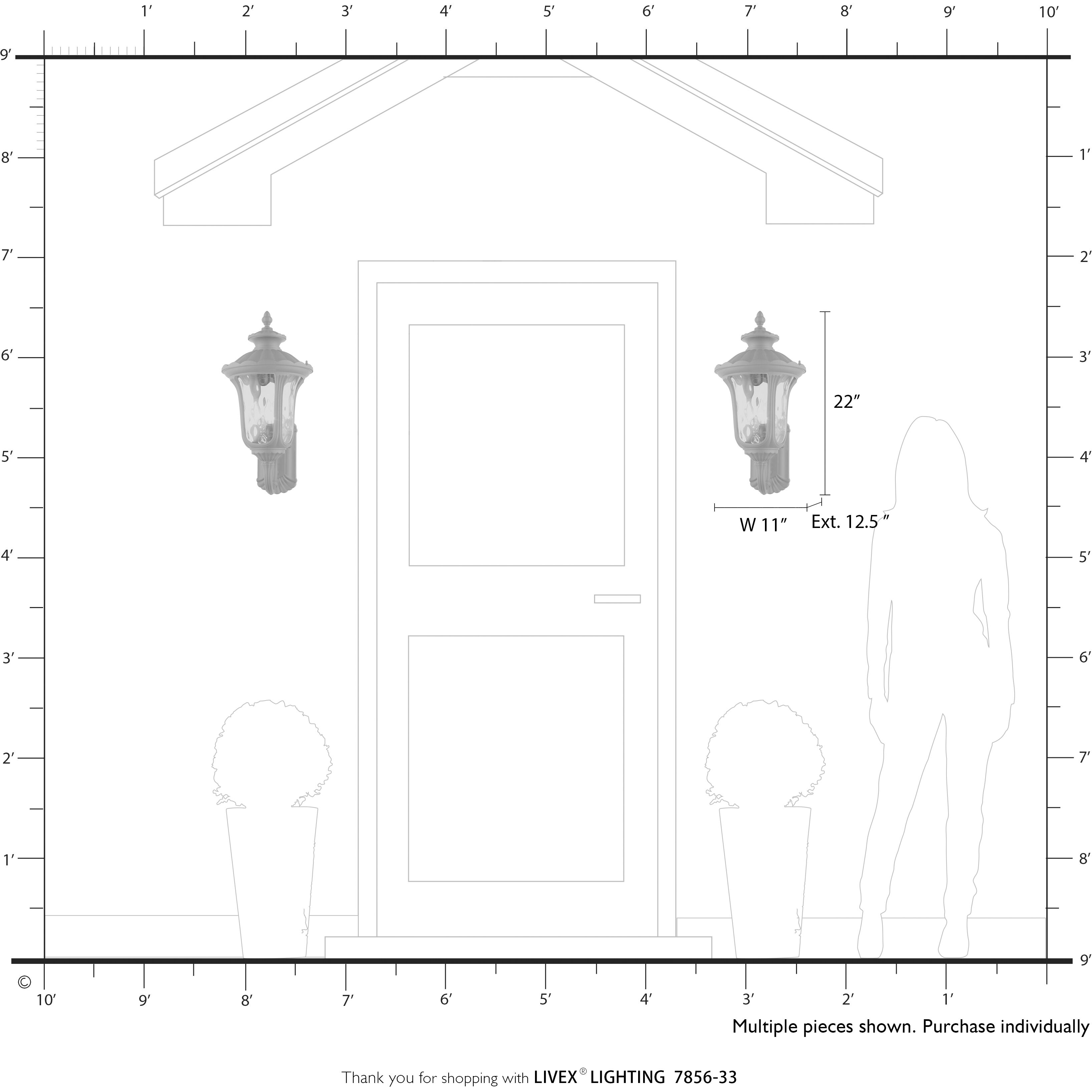 Oxford 3 Light 22 inch Soft Gold Outdoor Wall Lantern, Large