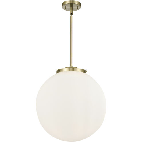Franklin Restoration Beacon 3 Light 16 inch Antique Brass Statement Pendant Ceiling Light in Incandescent, Matte White