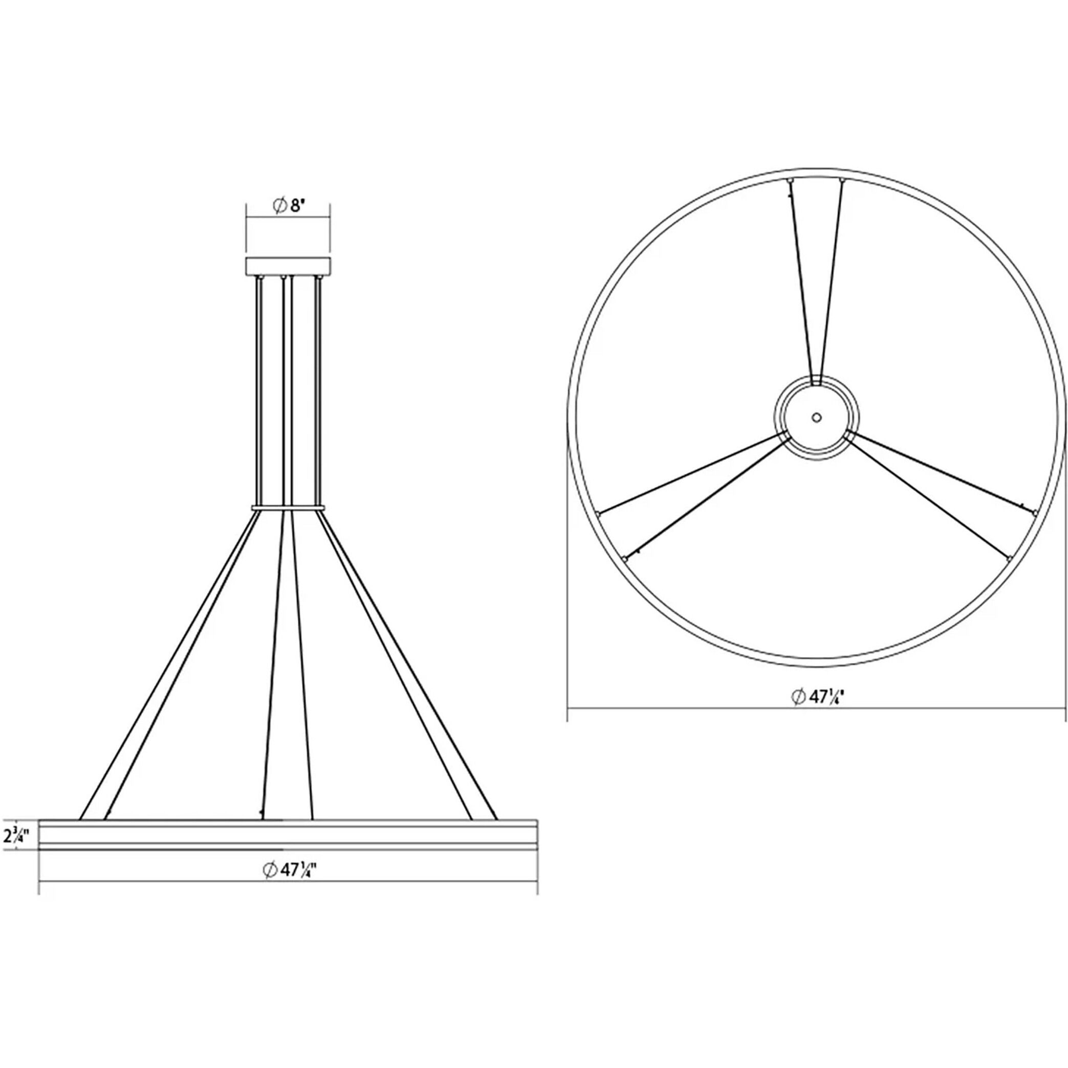 Double Corona LED 47.25 inch Satin Black Pendant Ceiling Light