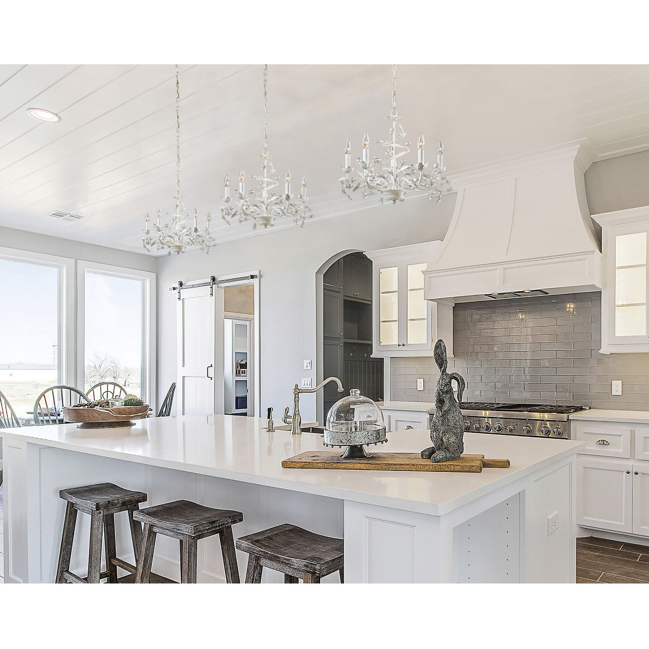 Circeo 5 Light 21 inch Antique White Chandelier Ceiling Light