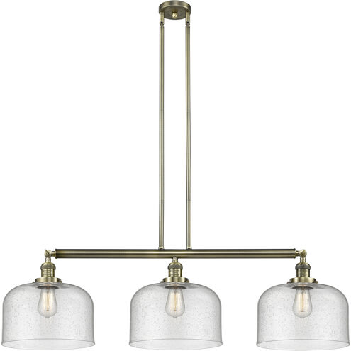 Franklin Restoration X-Large Bell LED 42 inch Antique Brass Island Light Ceiling Light in Seedy Glass, Franklin Restoration