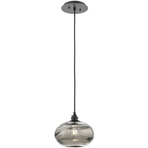 Coppa 1 Light 8 inch Matte Black Pendant Ceiling Light in Coppa Smoke