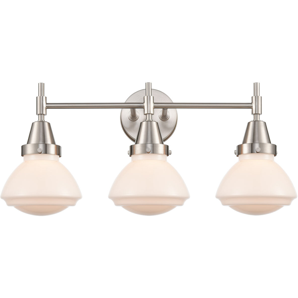 Caden 3 Light 25 inch Satin Nickel Bath Vanity Light Wall Light in Matte White Glass