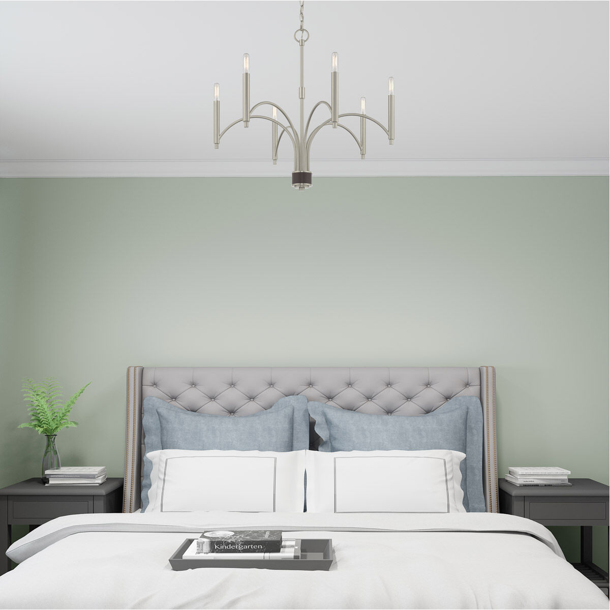 Wisteria 6 Light 26 inch Brushed Nickel Chandelier Ceiling Light