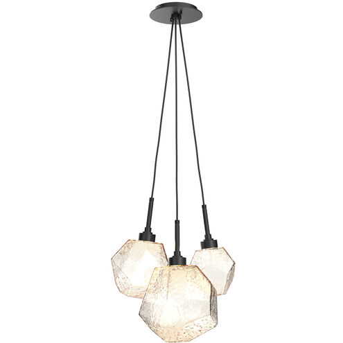 Gem LED 13.5 inch Matte Black Chandelier Ceiling Light in Amber, 2700K LED, Cluster