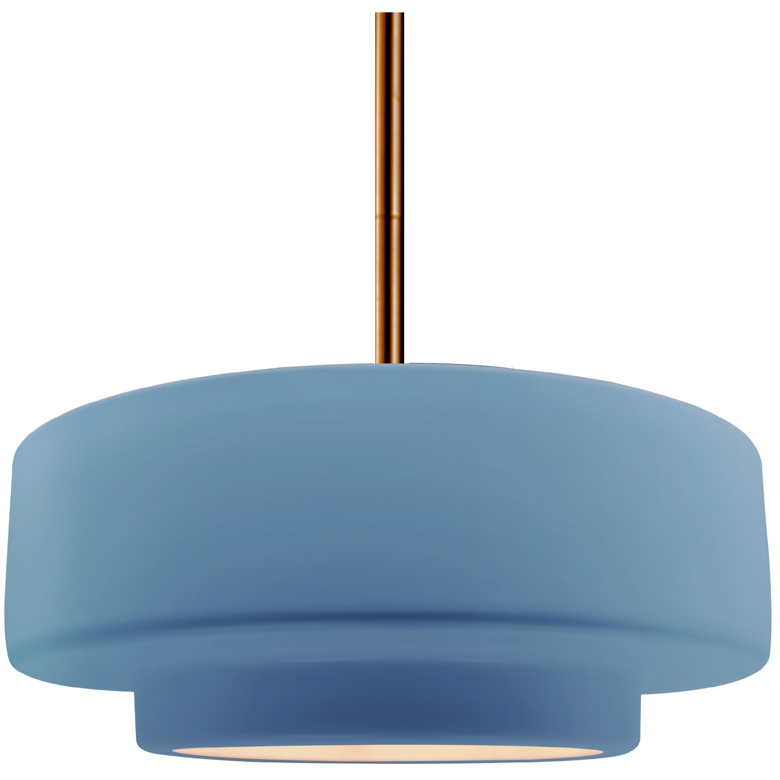 Radiance Collection - Tier Pendant Ceiling Light in Brushed Brass, Black Cord, Replaceable Bulb, Sky Blue, 14.5W x 5.25H, Form+Finish+Function