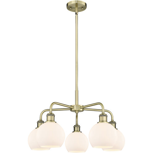 Athens 5 Light 24 inch Antique Brass and Matte White Chandelier Ceiling Light