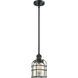 Franklin Restoration Bell Cage 1 Light 6 inch Matte Black Mini Pendant Ceiling Light in Incandescent, Silver Plated Mercury, Franklin Restoration