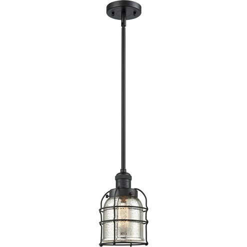 Franklin Restoration Bell Cage 1 Light 6 inch Matte Black Mini Pendant Ceiling Light in Incandescent, Silver Plated Mercury, Franklin Restoration