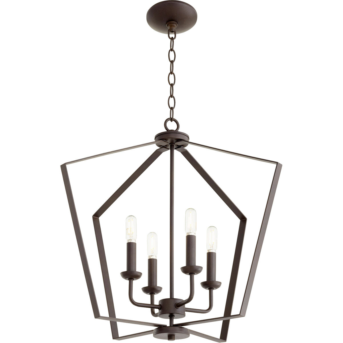 Fort Worth 4 Light 23 inch Oiled Bronze Mini Chandelier Ceiling Light, Quorum Home