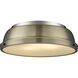 Yep Duncan 2 Light 14 inch Pewter Flush Mount Ceiling Light in Aged Brass, Damp