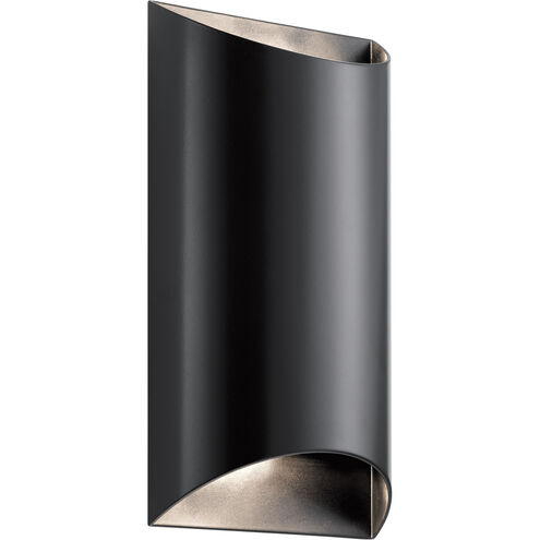 Wesley LED 14 inch Black Outdoor Wall in Clear Tempered Glass, Medium