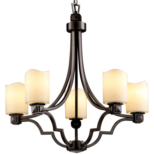 Candlearia 5 Light 28 inch Brushed Nickel Chandelier Ceiling Light in Amber (CandleAria), Cylinder with Flat Rim, Incandescent