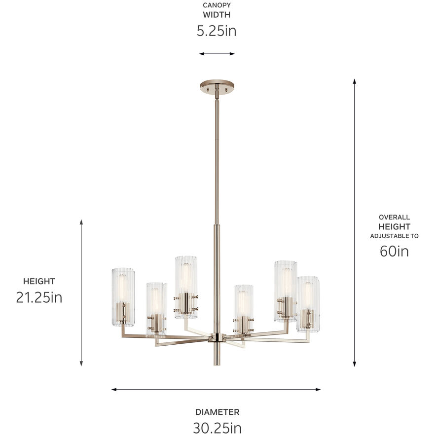 Velestino 6 Light Polished Nickel Chandelier Ceiling Light
