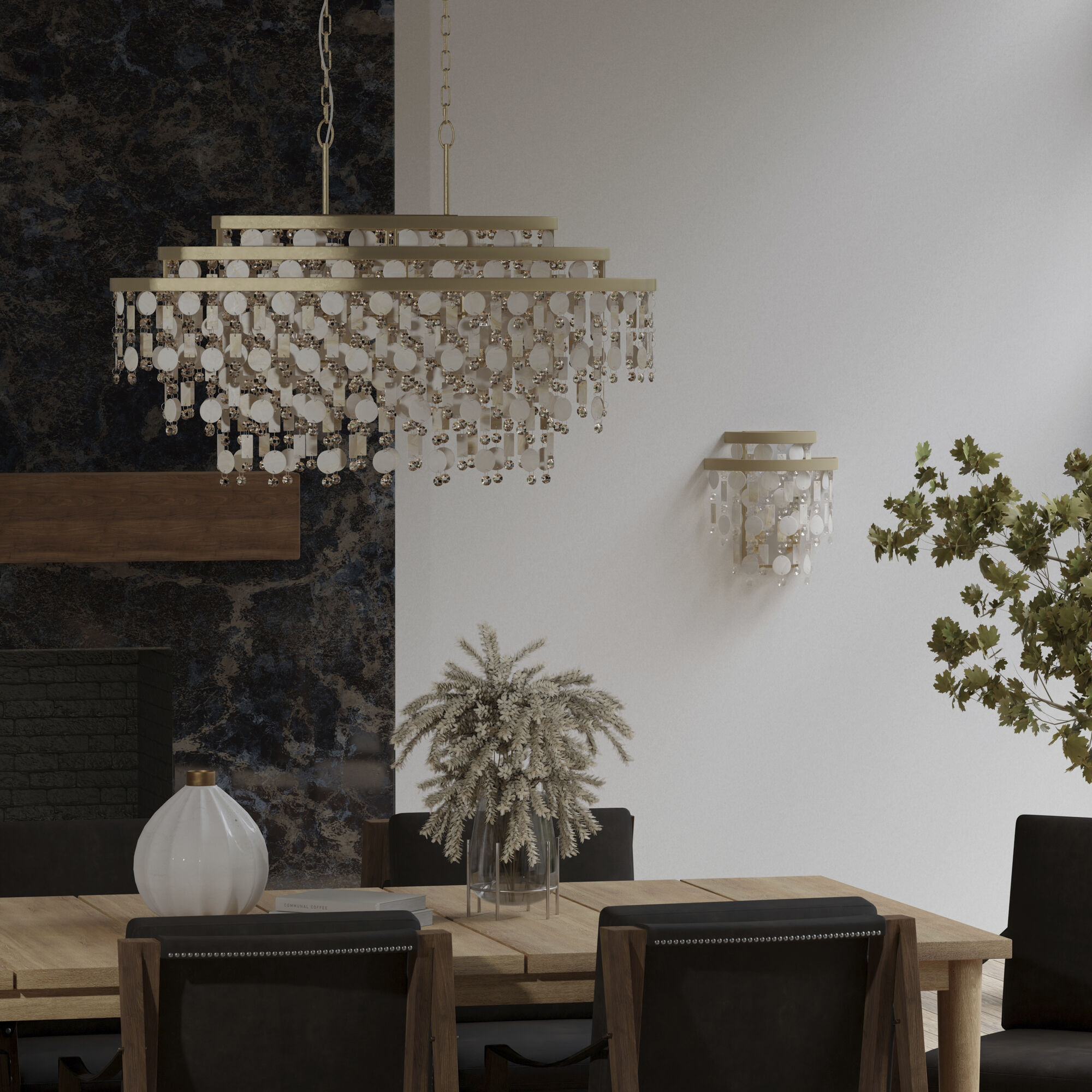 Kalani 9 Light 42 inch French Gold Linear Pendant Ceiling Light, Smithsonian Collaboration