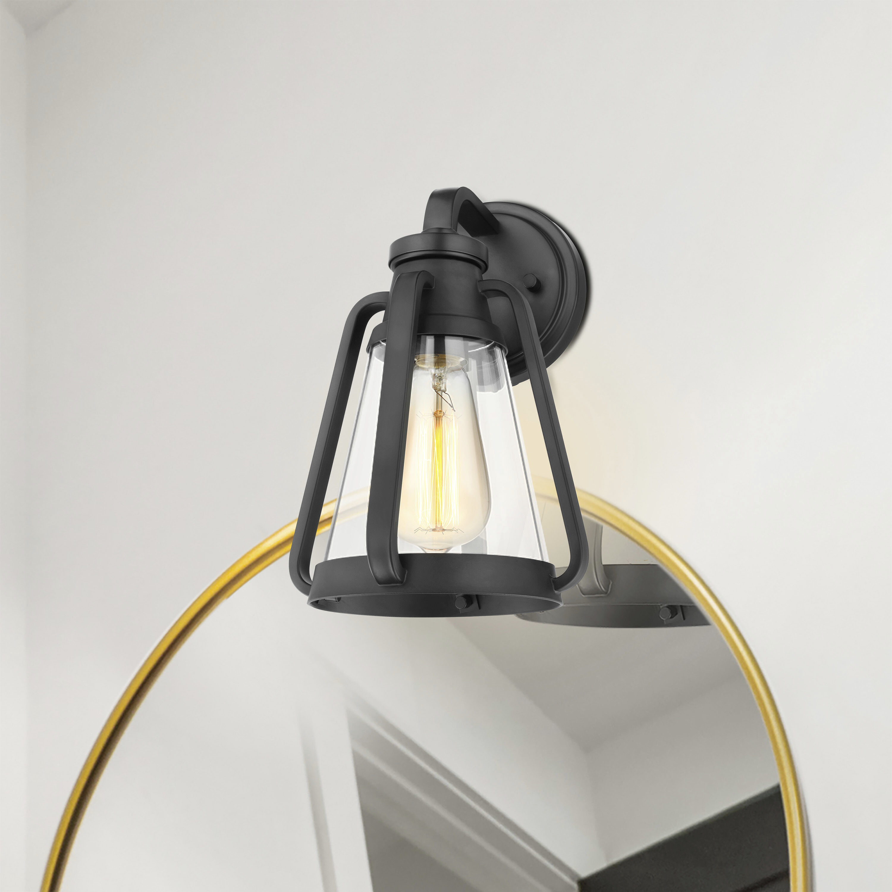 Everett 1 Light 7.13 inch Matte Black Bathroom Vanity Lights Wall Light