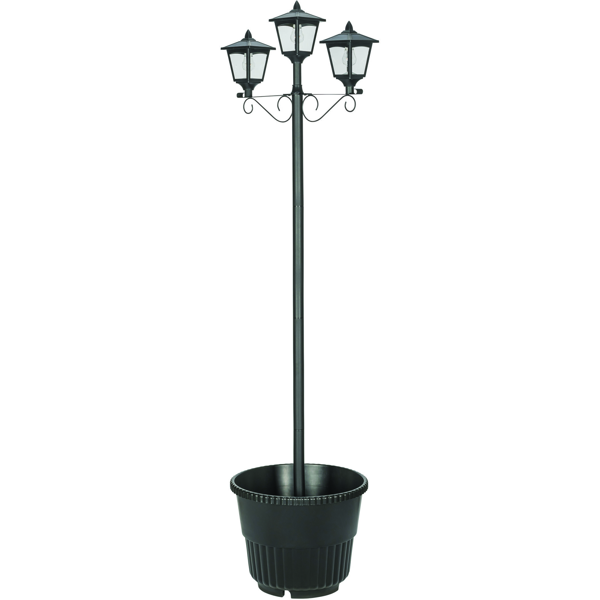 Triple Head 3 Light 78.5 inch Black Post Light, Solar
