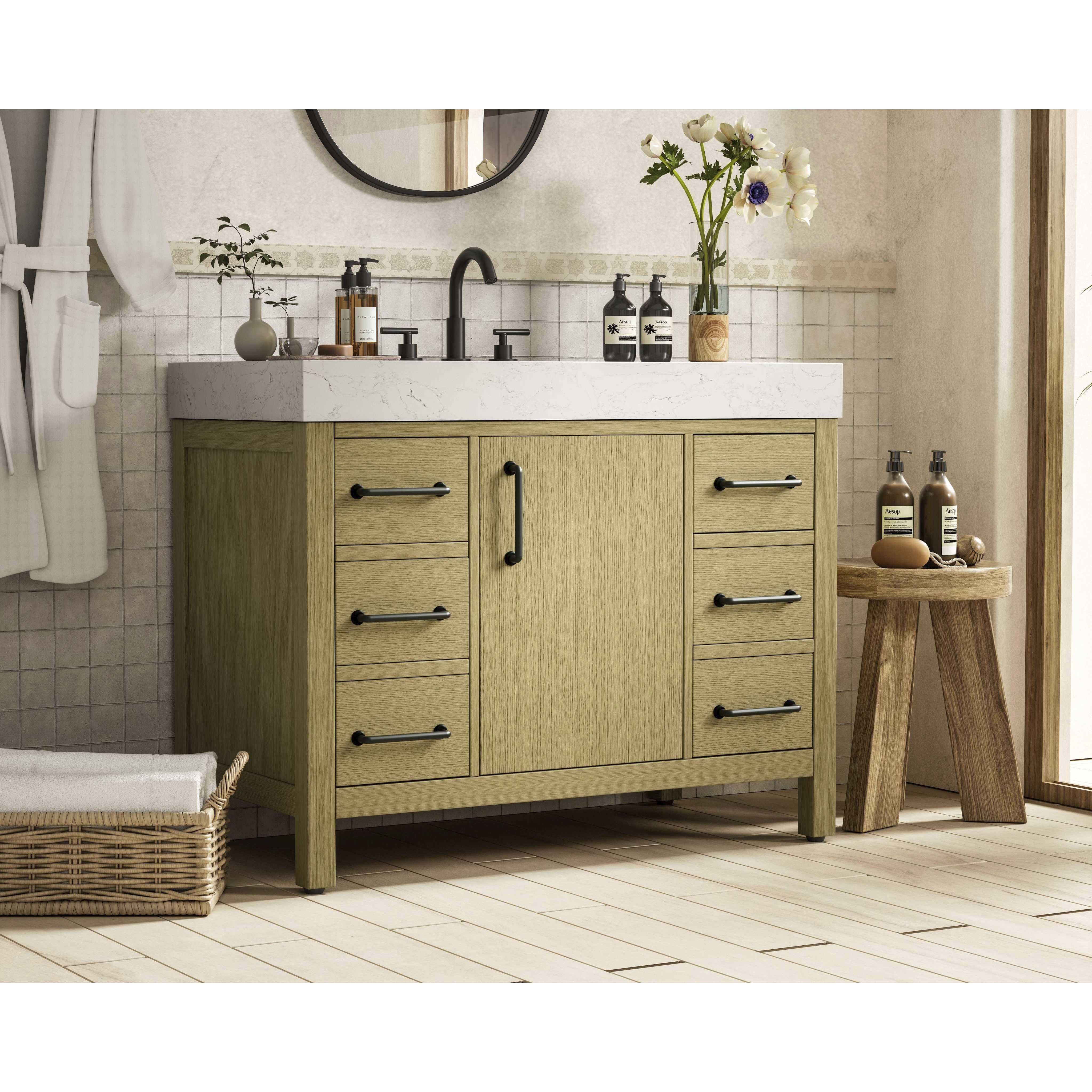 Nathan 42 X 34 inch Honey Brown Bathroom Vanity Cabinet in Not Included