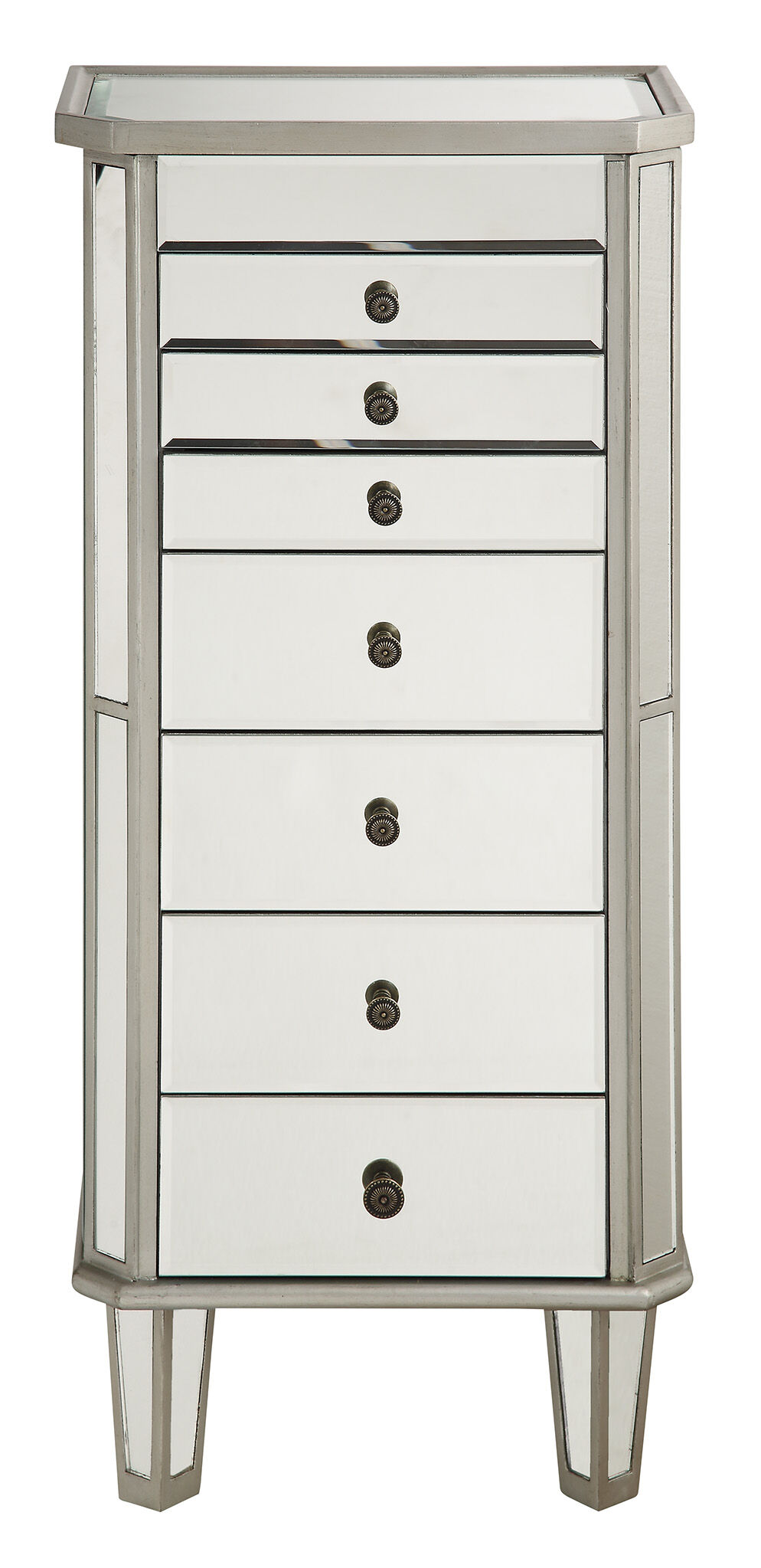 Contempo 41 inch Silver with Clear Mirror Jewelry Armoire