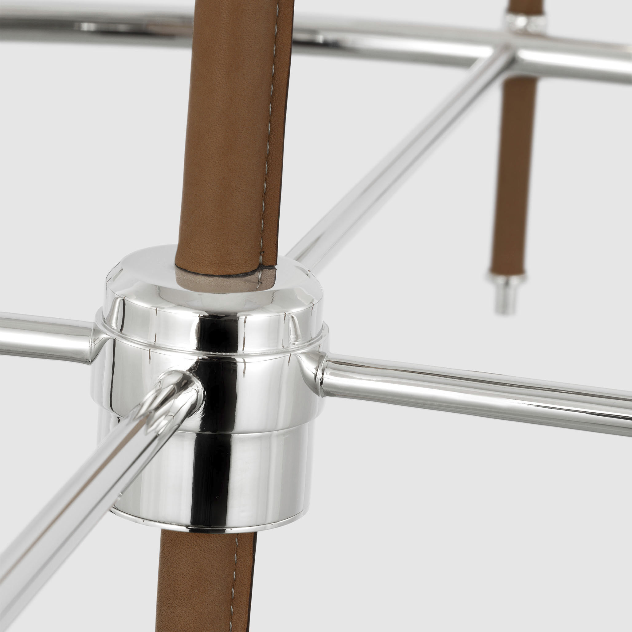 Thomas O'Brien Bryant2 LED 41 inch Polished Nickel and Natural Leather Wrapped Ring Chandelier Ceiling Light