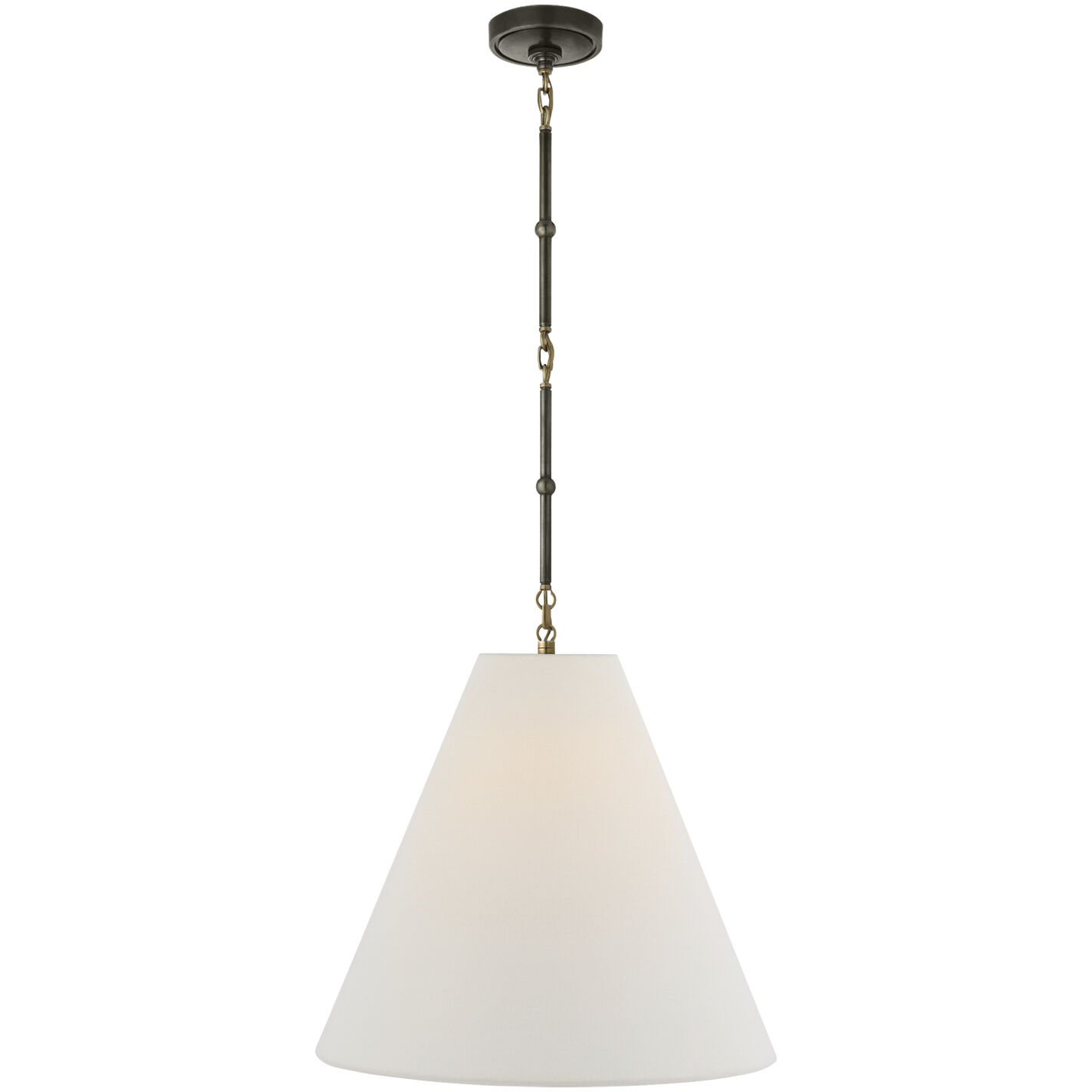 Thomas O'Brien Goodman 1 Light 18 inch Bronze with Antique Brass Hanging Shade Ceiling Light in Linen, Bronze and Hand-Rubbed Antique Brass, Medium