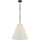 Thomas O'Brien Goodman 1 Light 18 inch Bronze with Antique Brass Hanging Shade Ceiling Light in Linen, Bronze and Hand-Rubbed Antique Brass, Medium