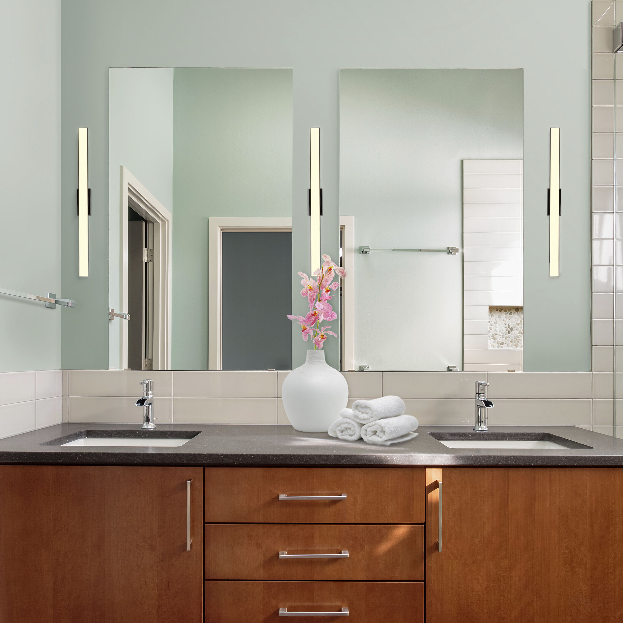 Procyon 24 inch Chrome Bathroom Vanity Light Wall Light in Polished Chrome