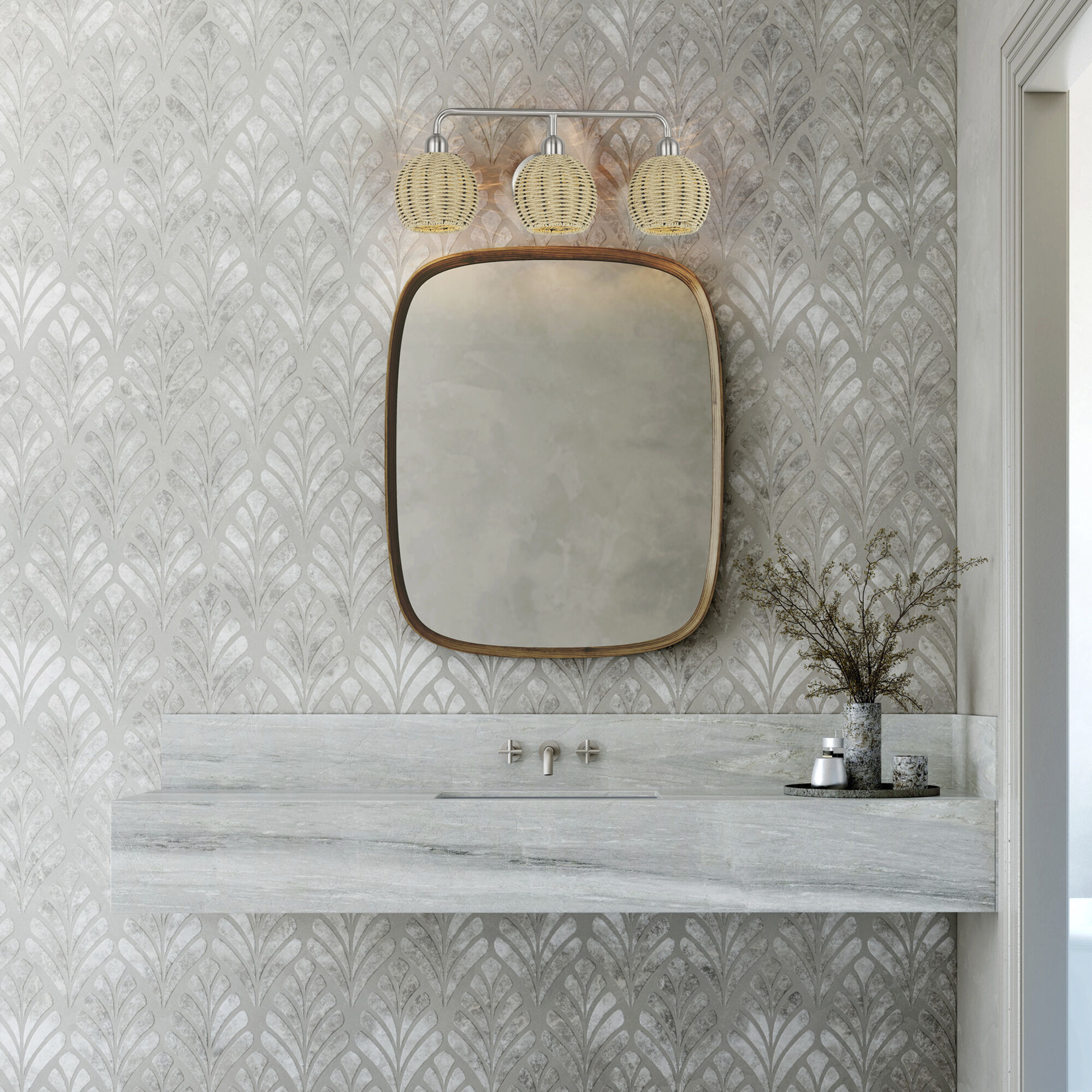 Summervine 3 Light 23.5 inch Brushed Nickel Vanity Wall Sconce Wall Light