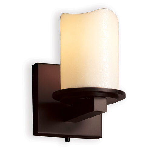 CandleAria LED 5 inch Dark Bronze Wall Sconce Wall Light in 700 Lm LED, Cream (CandleAria), Cylinder with Melted Rim, Dakota