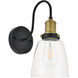 Felicity 1 Light 6 inch Brass and Black Wall Sconce Wall Light
