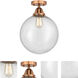 Nouveau 2 Beacon 1 Light 12 inch Antique Copper Semi-Flush Mount Ceiling Light in Seedy Glass