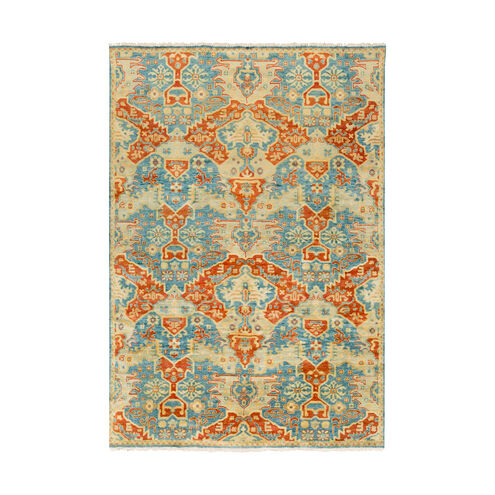 Antolya 102 X 66 inch Sky Blue/Burnt Orange/Wheat/Dark Green/Khaki/Tan Rugs, Wool