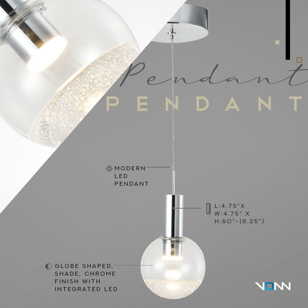 Artisan Collection/SIENNA Series 4.75 inch Polished Chrome Pendant Ceiling Light