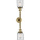 Franklin Restoration Small Bell 2 Light 16 inch Brushed Brass Bath Vanity Light Wall Light in Clear Glass, Franklin Restoration