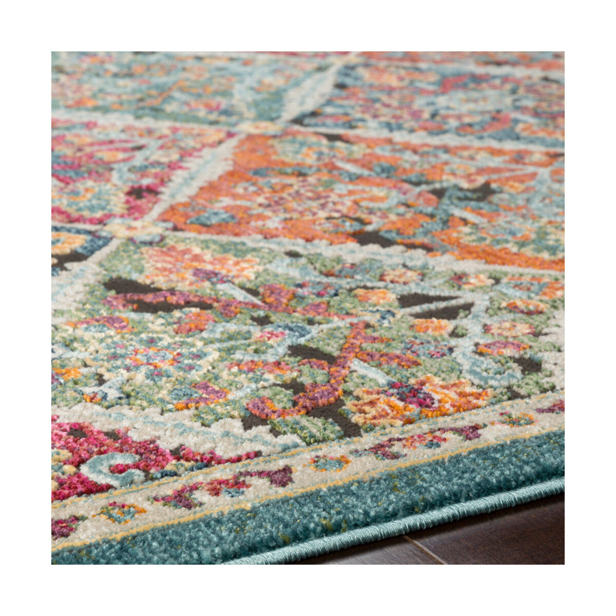 Herati 71 X 47 inch Bright Orange/Rust/Bright Pink/Eggplant/Dark Green Rugs, Rectangle