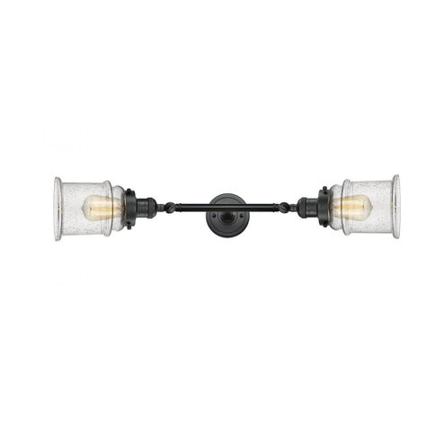 Franklin Restoration Canton 2 Light 6 inch Matte Black Bath Vanity Light Wall Light in Seedy Glass, Franklin Restoration