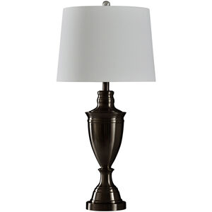 Madison 11 inch 100 watt Traditional Bronze and Off White Table Lamp Portable Light