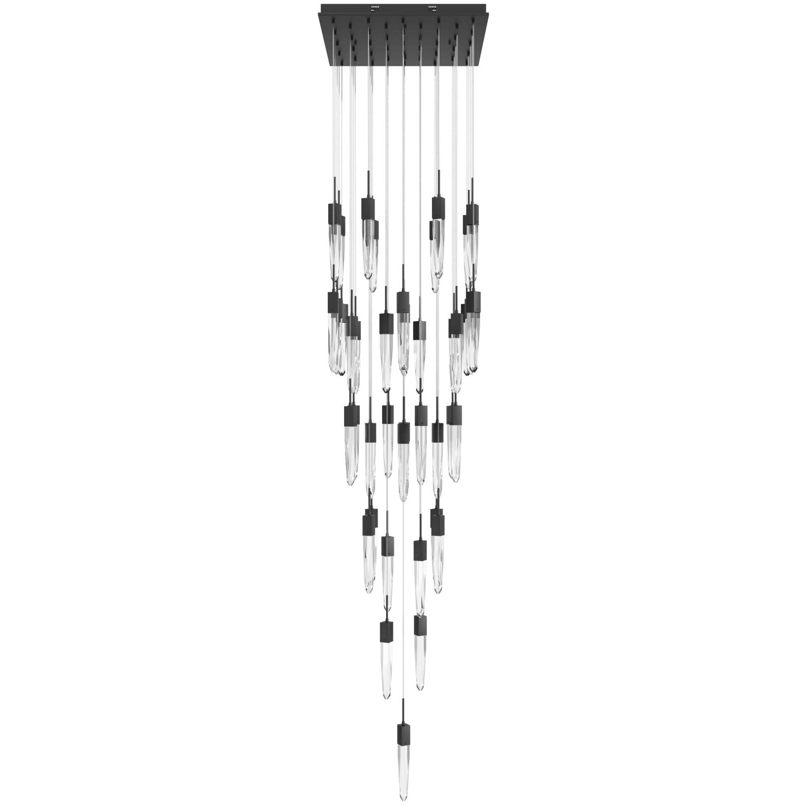 Aspen LED 36 inch Black Multi Port Pendant Ceiling Light in Clear