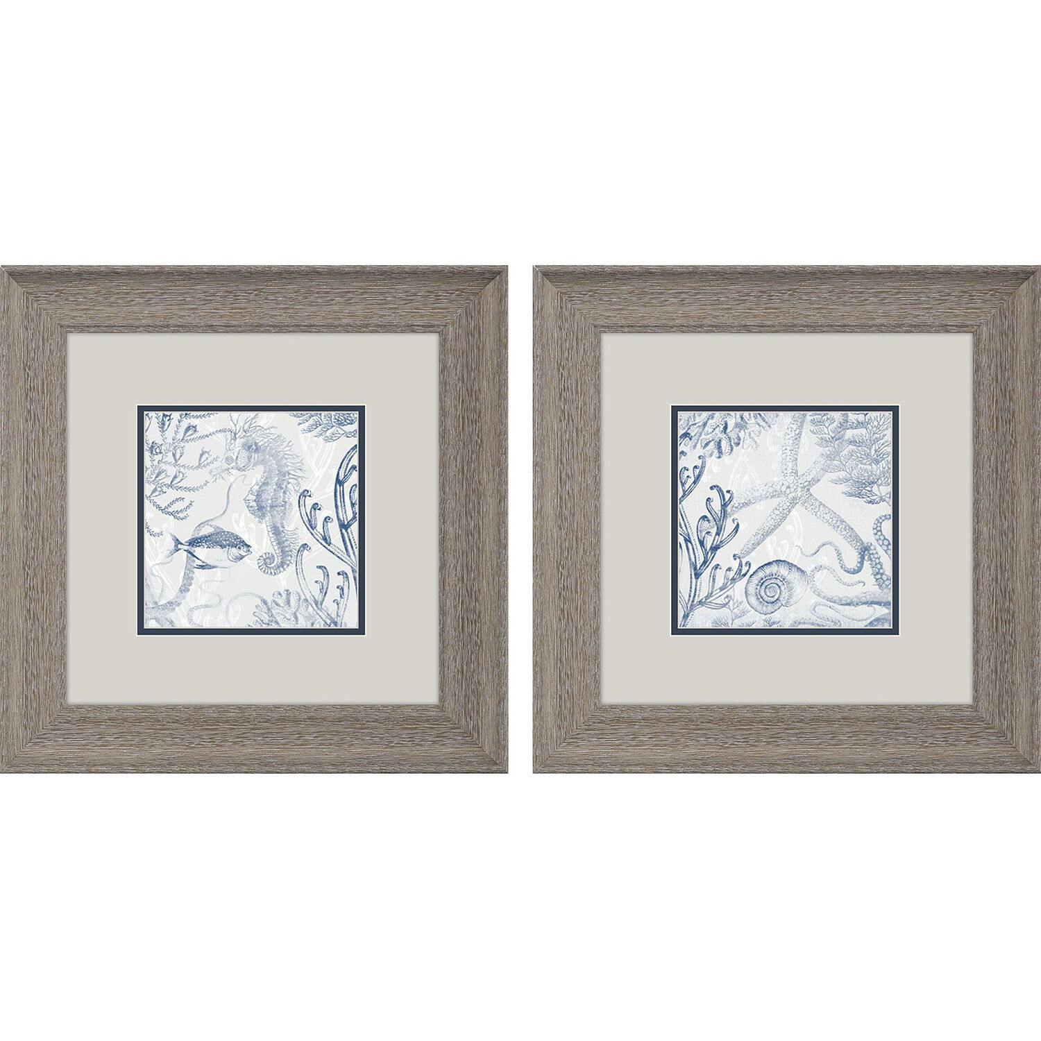 Seabed Scene Blue and Gray Framed Art, Propac