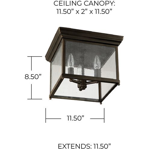 Outdoor 3 Light 12 inch Old Bronze Outdoor Flush Mount