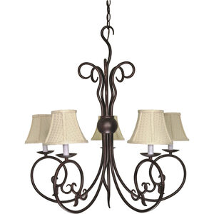 Tapas 5 Light 29 inch Old Bronze and Waffle Chandelier Ceiling Light