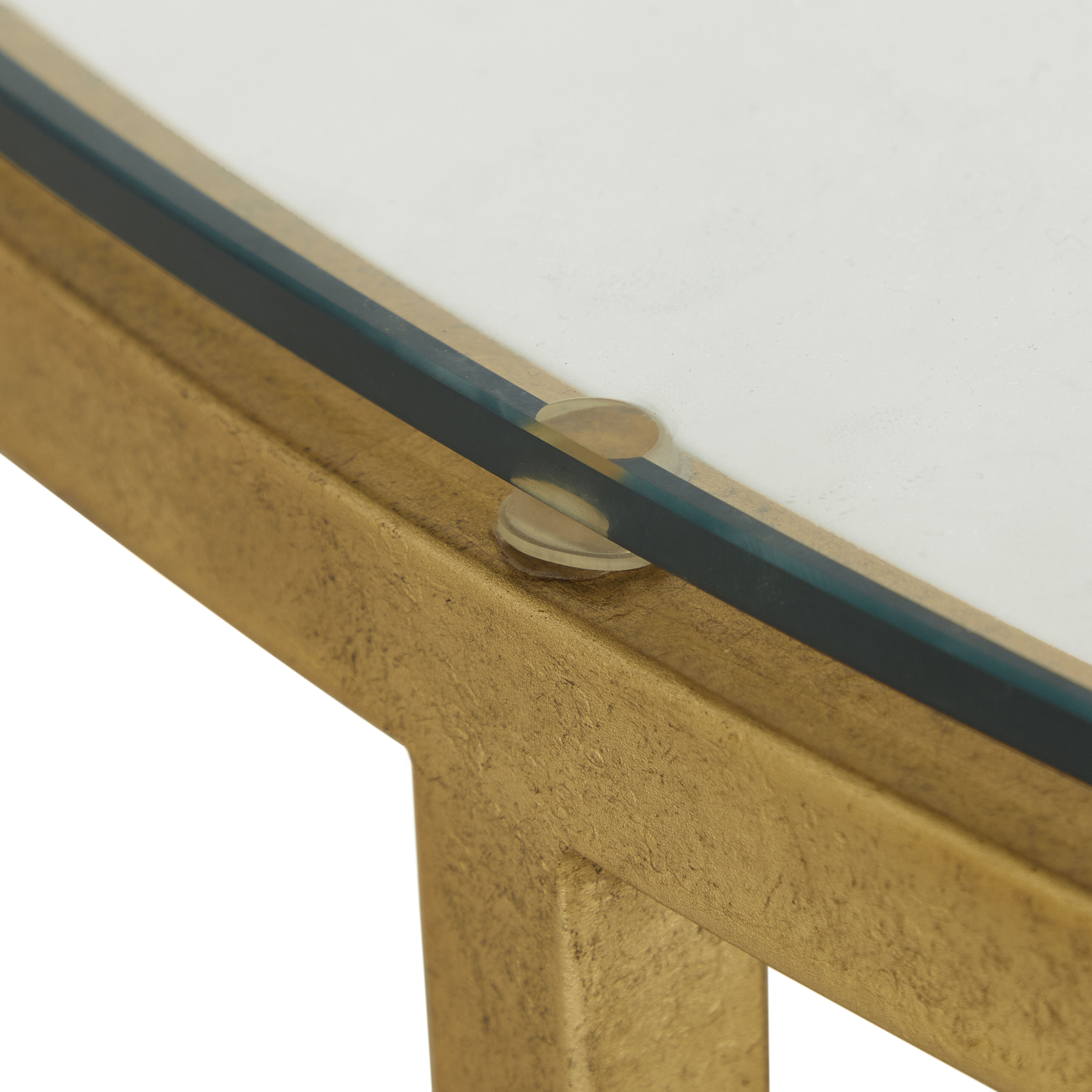 Constance 50 X 50 inch White Leather and Antique Brass Leaf Coffee Table