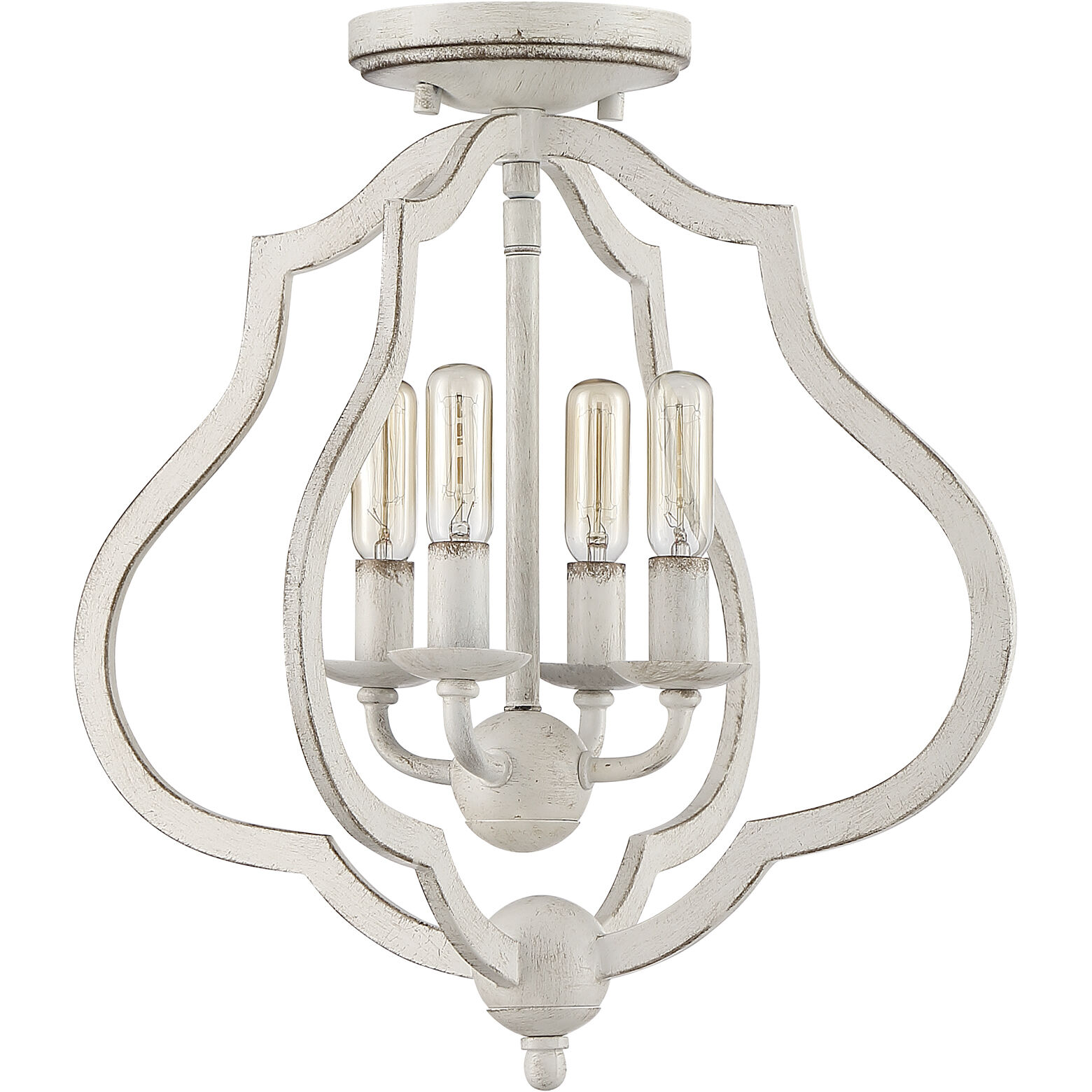 O'Keefe 4 Light 15 inch Antique White Semi-Flush Mount Ceiling Light
