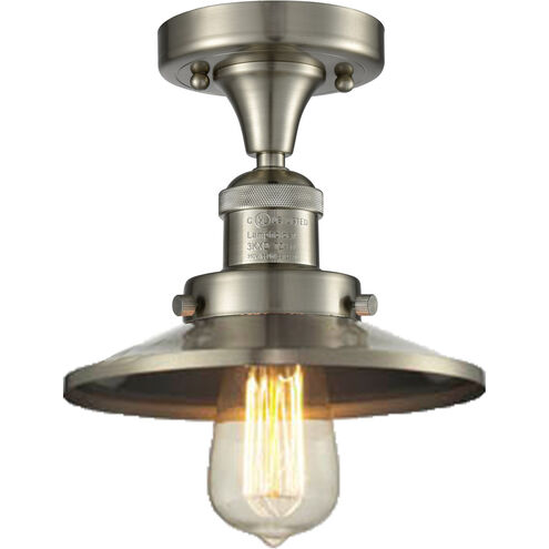 Franklin Restoration Railroad 1 Light 7 inch Brushed Satin Nickel Semi-Flush Mount Ceiling Light, Franklin Restoration