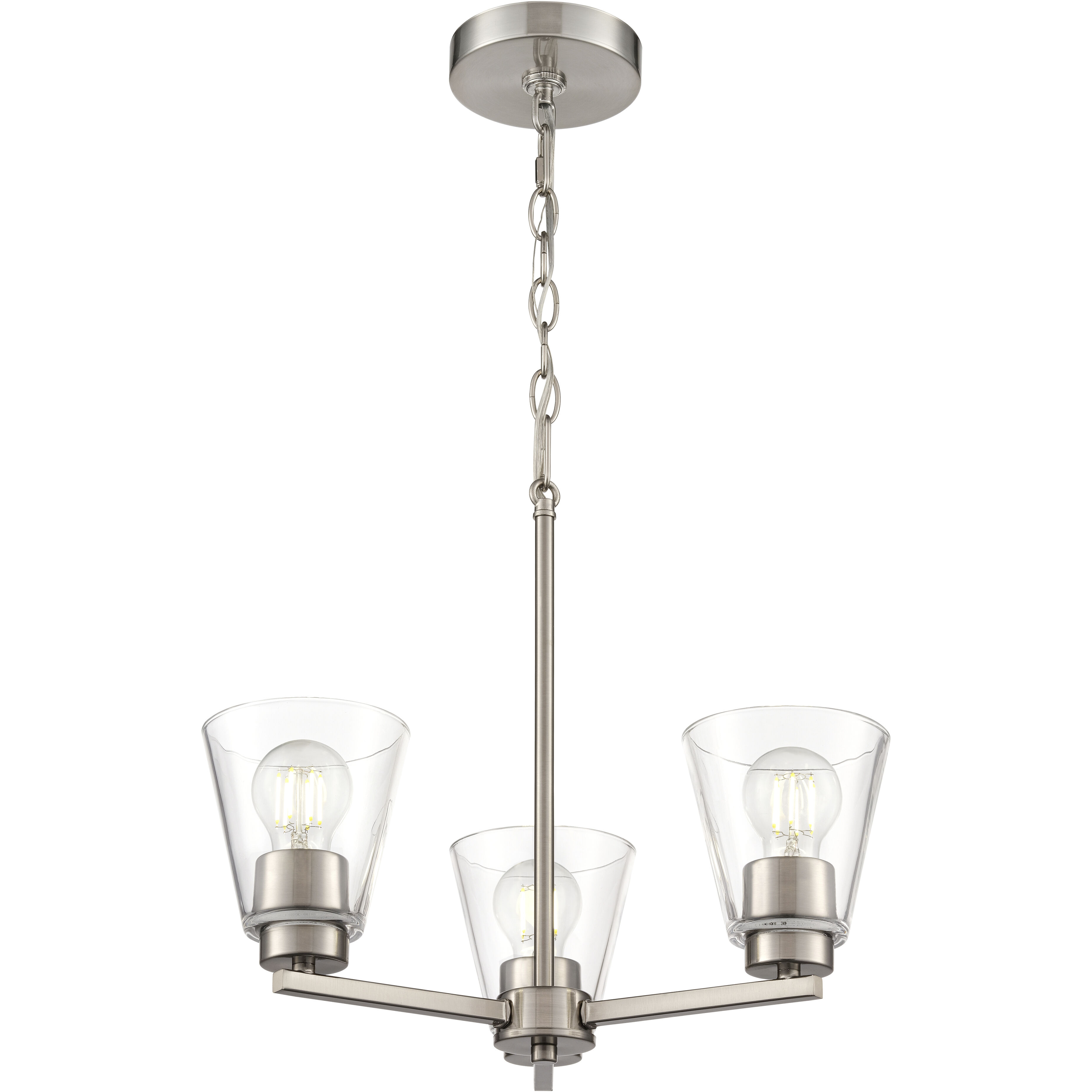 Strayhan 3 Light 18 inch Brushed Nickel Chandelier Ceiling Light