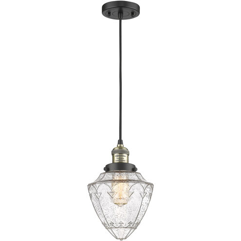 Franklin Restoration Bullet LED 7 inch Black Antique Brass Mini Pendant Ceiling Light in Seedy