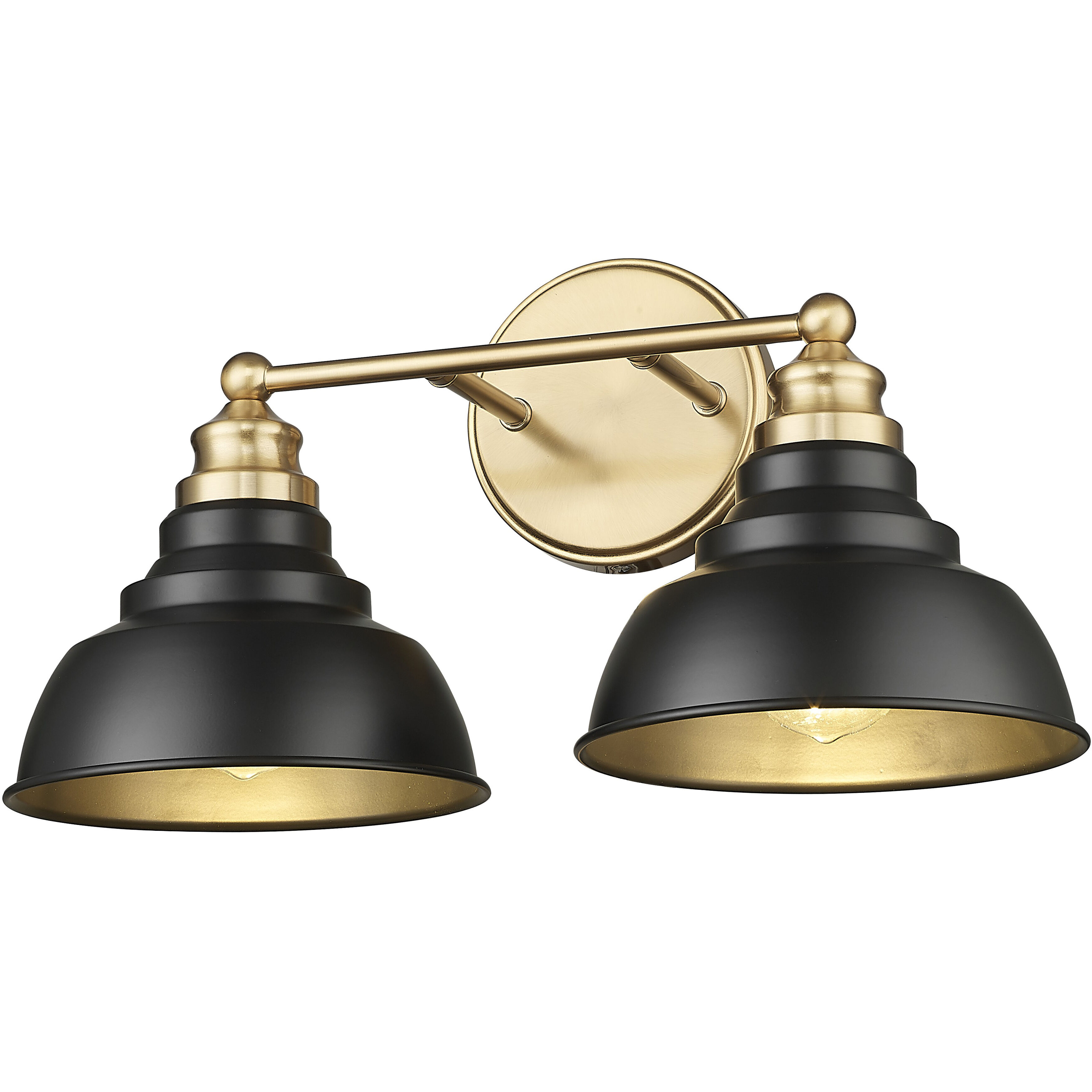 Bishop 2 Light 18 inch Matte Black and Brass Vanity Wall Light