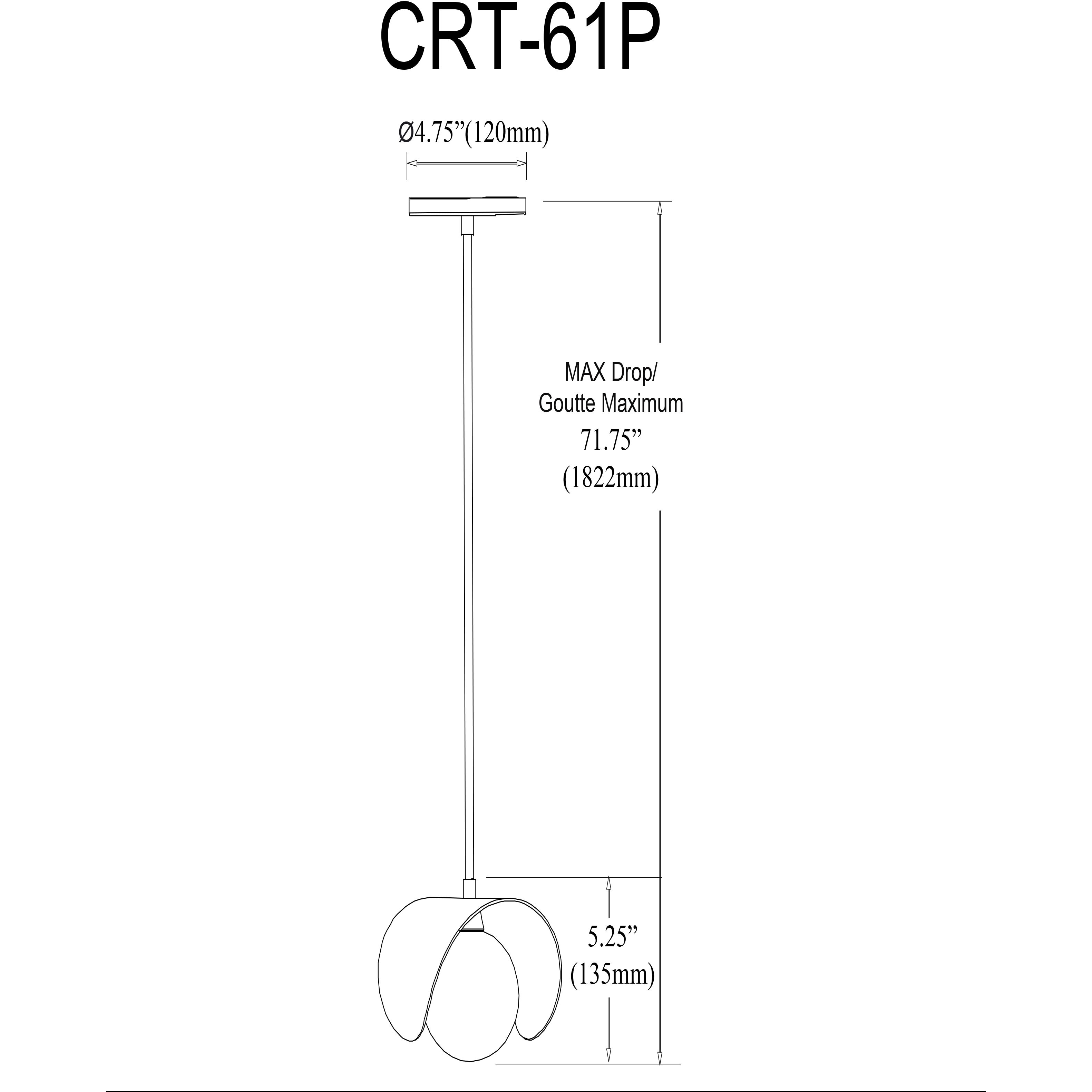 Cresent 1 Light 6.25 inch Matte Black Single Drop Pendant Ceiling Light