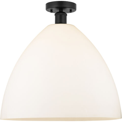 Edison Bristol Glass 1 Light 16 inch Matte Black Semi-Flush Mount Ceiling Light in Matte White Glass